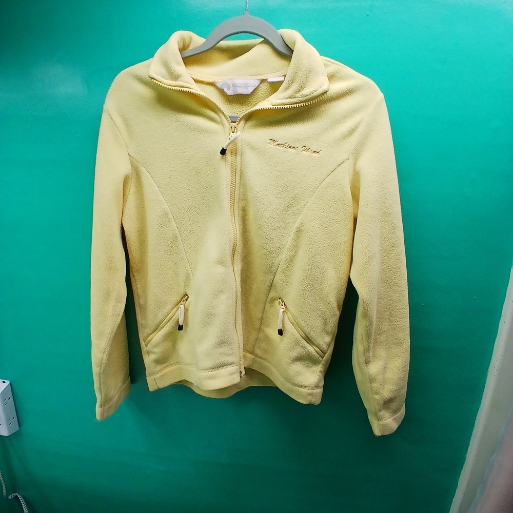 Weatherproof Fleece Jacket Yellow Full‎ Zip Pockets Embroidered Island Women's M